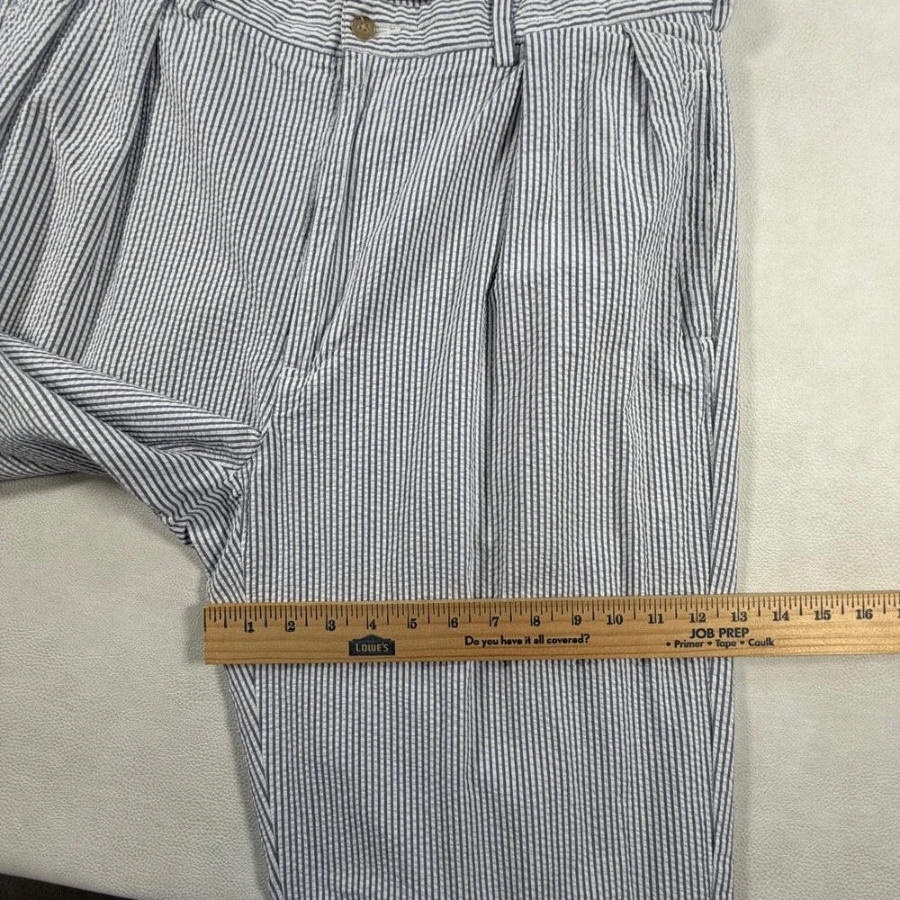Polo Ralph Lauren Andrew Pant Mens 35x32 Blue White Seersucker Pleated Trousers